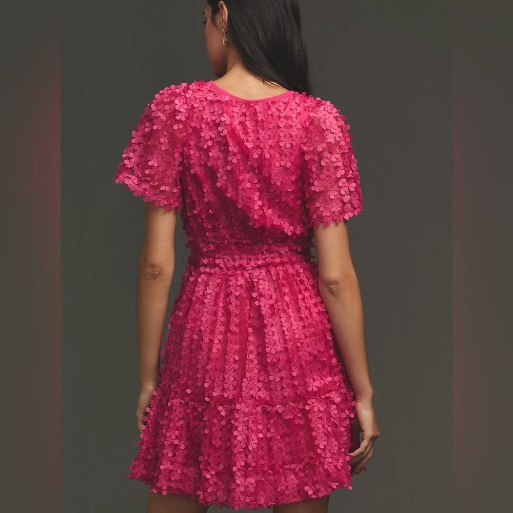 NWT Anthropologie Somerset Floral Appliqué Limited Edition Bright Pink Size M! - Picture 2 of 9